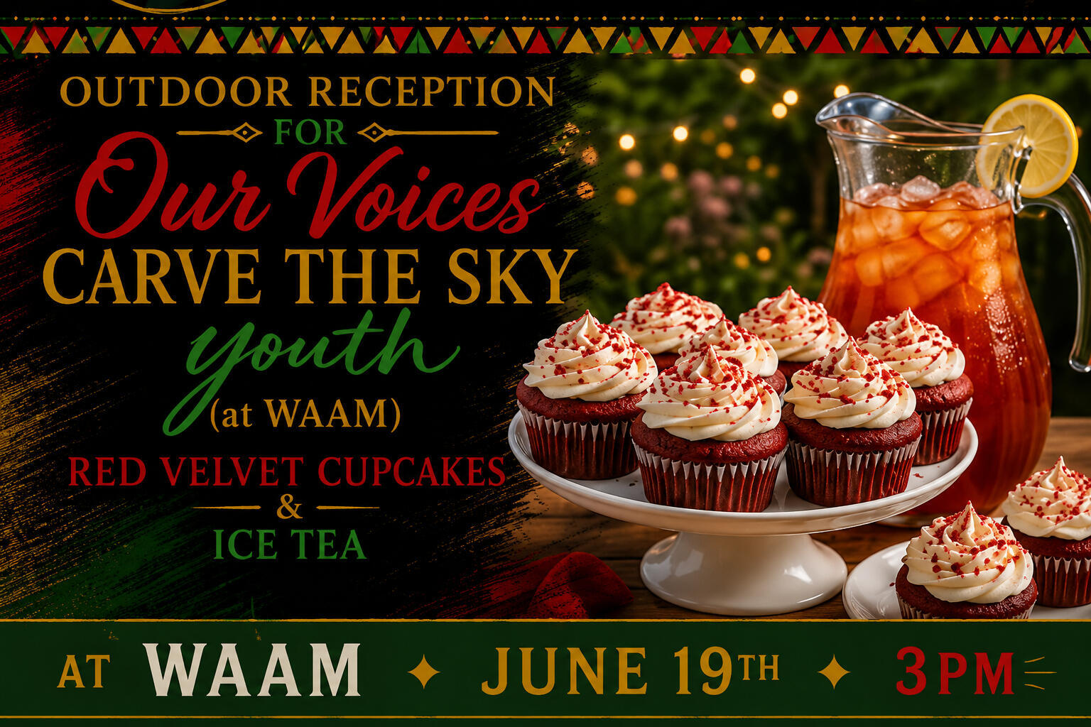 Red Velvet Cupcake & Iced Tea Outdoor Reception